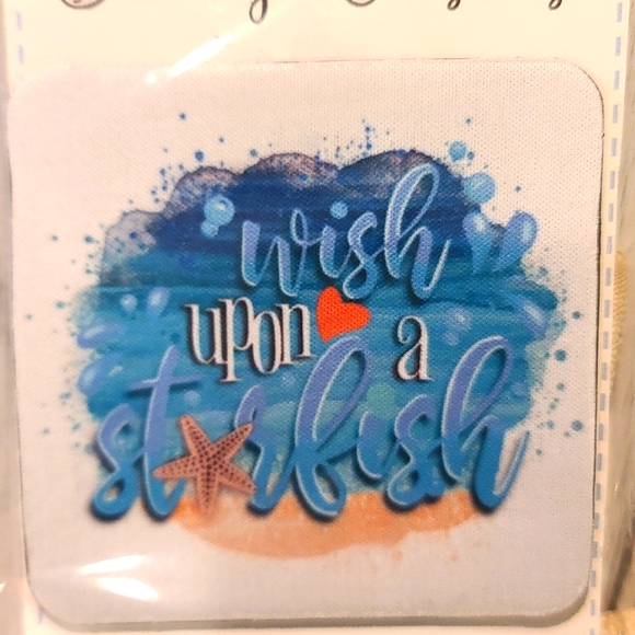 BEACH Theme NWT Beverage Coaster set of 4 for can glass bottle wine beer coffee - Picture 5 of 5